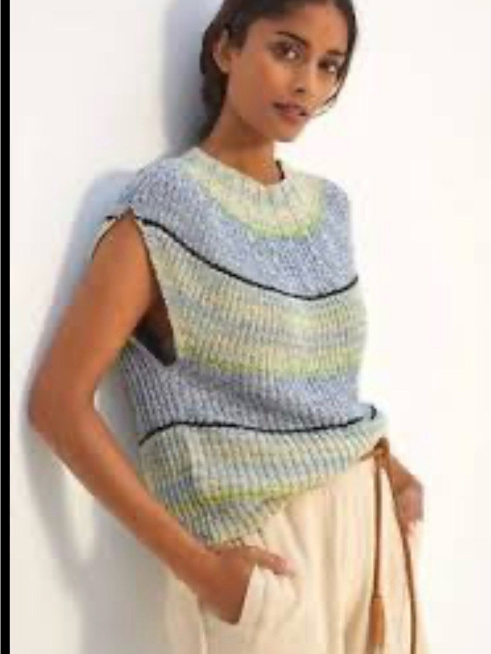 Anthropologie Daily Practice Striped Sleeveless Sweater /vest— Blue/Green Nwt M